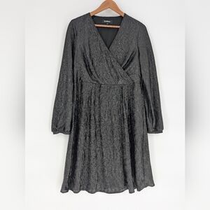 Glamour Metallic Charcoal Long‎ Sleeve Dress